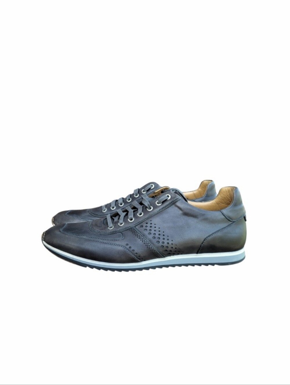 Magnanni Ibiza Cristian Christian Gray Leather Casual Athletic Trainer Men 13 - Picture 2 of 16